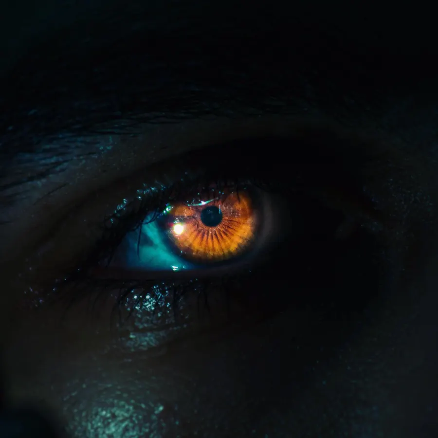 Macro of an eye with an amber iris