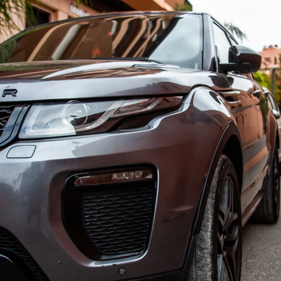Range Rover Evoque headlight and grille detail